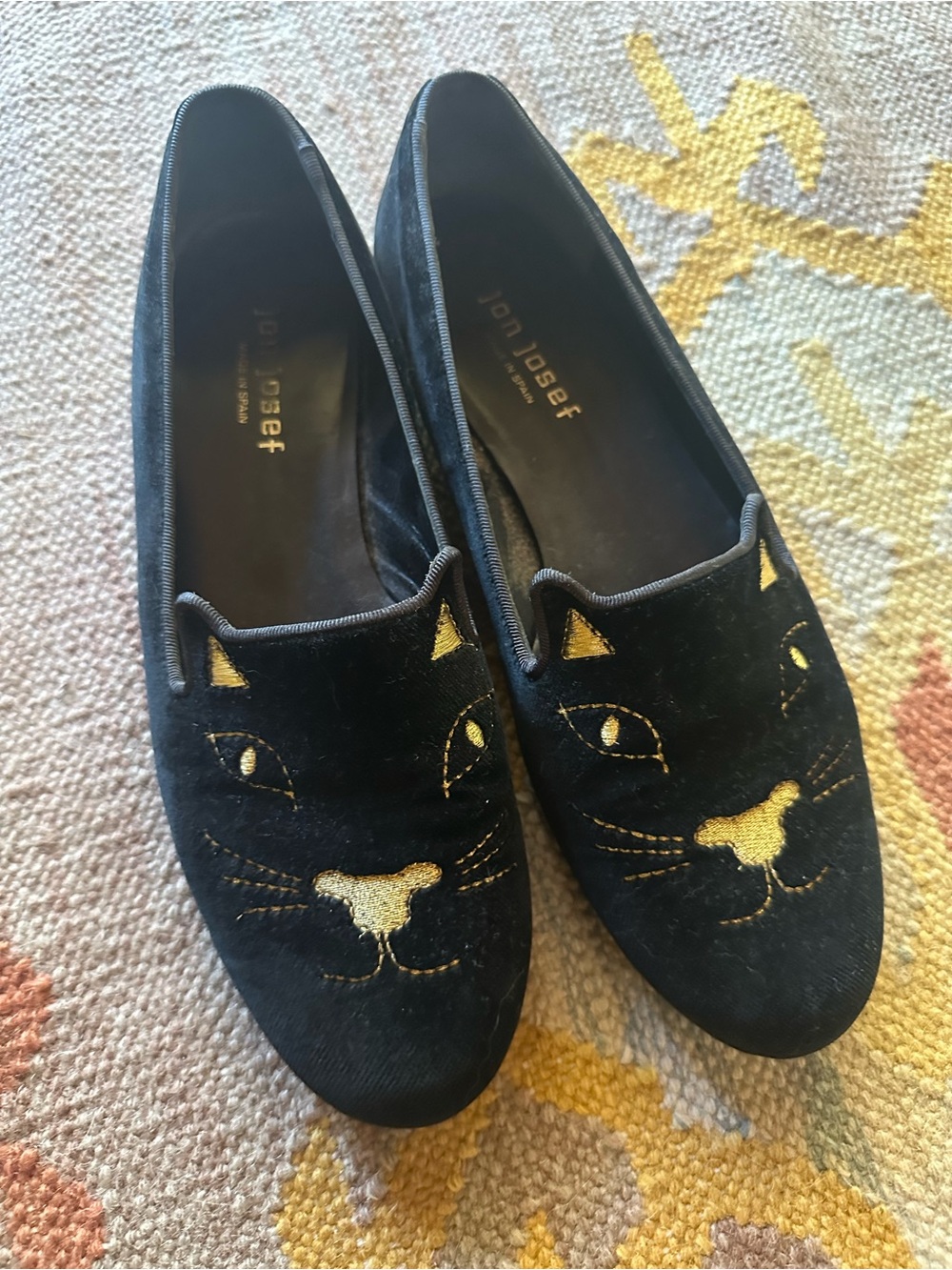 Jon Josef Women's Black Velvet Cat Face Loafers